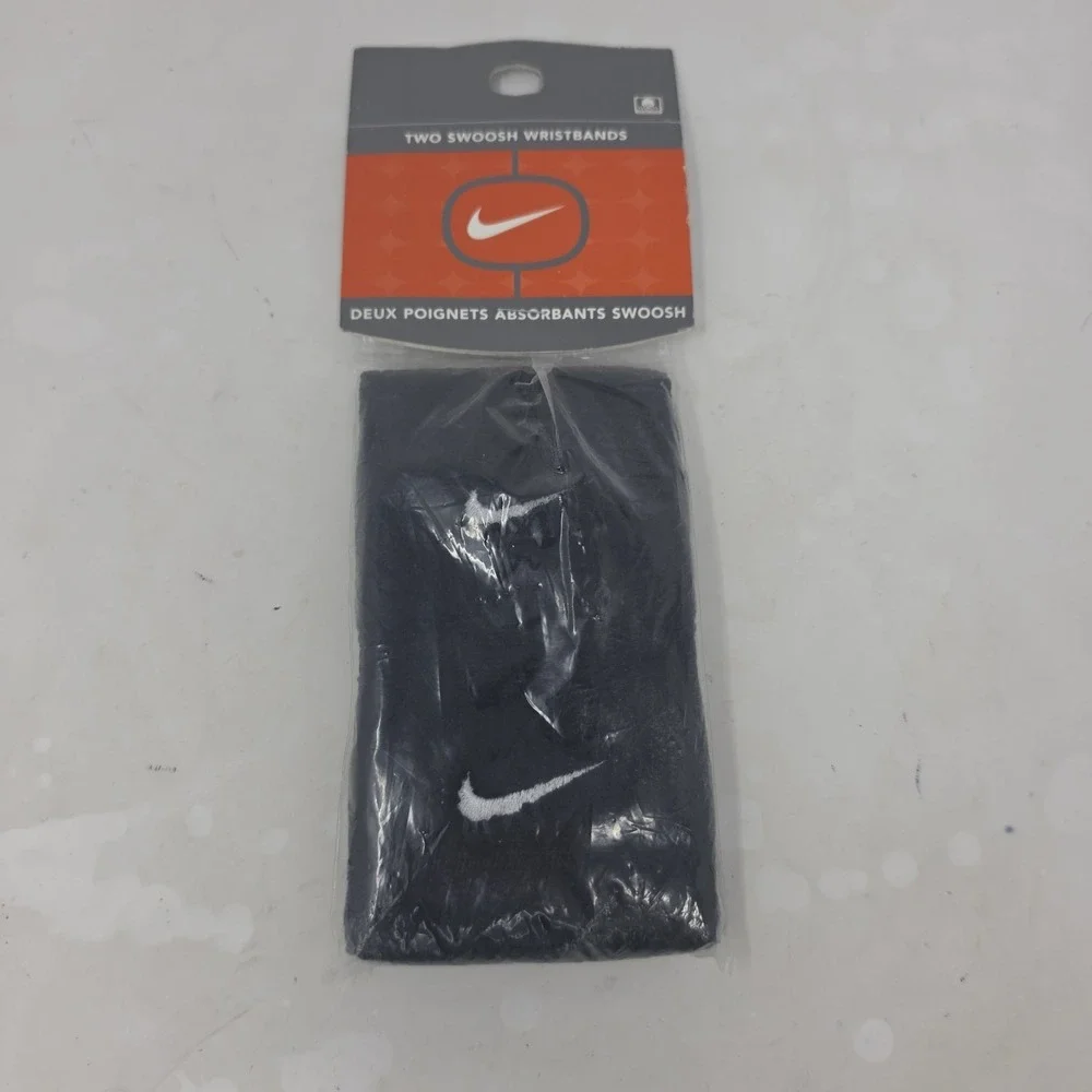 VINTAGE Sealed Nike Black White Swoosh Logo 2 Pack Sport Wristbands Taiwan 90s D
